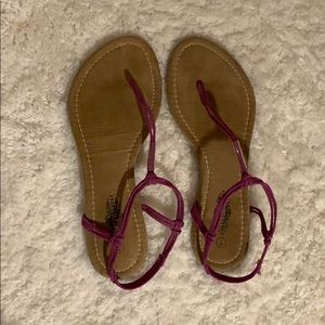 Charles Albert purple and tan sandals